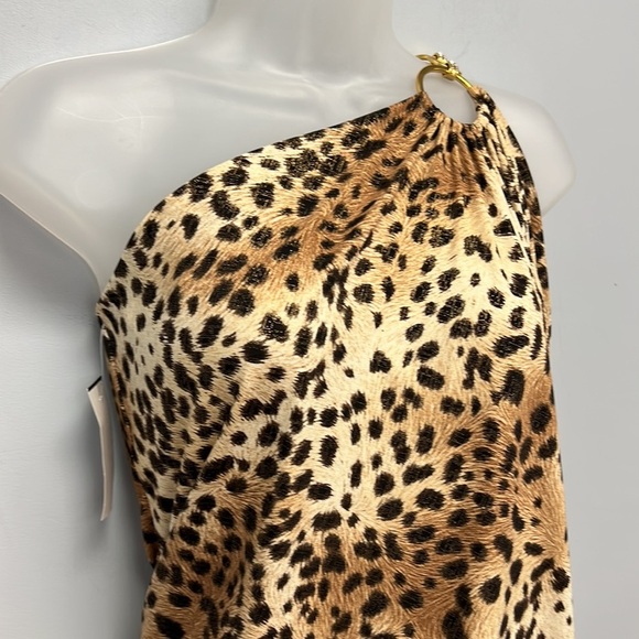 NWT Cache One Shoulder Leopard Print Mini Dress - Picture 3 of 8